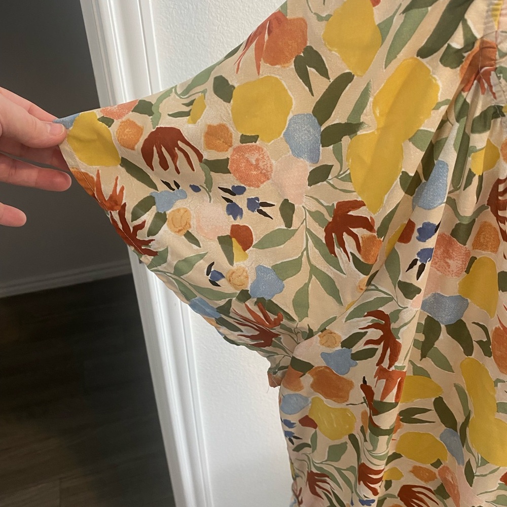 Polagram Cream Floral Button-Front Midi Dress - Picture 4 of 4